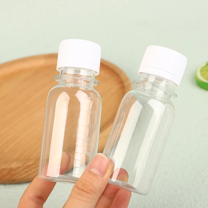 5PCS 60ML Small Plastic Bottles Ginger Shot Bottles With Caps Mini Juice Bottles Reusable Liquid Bottle Container Leak Proof