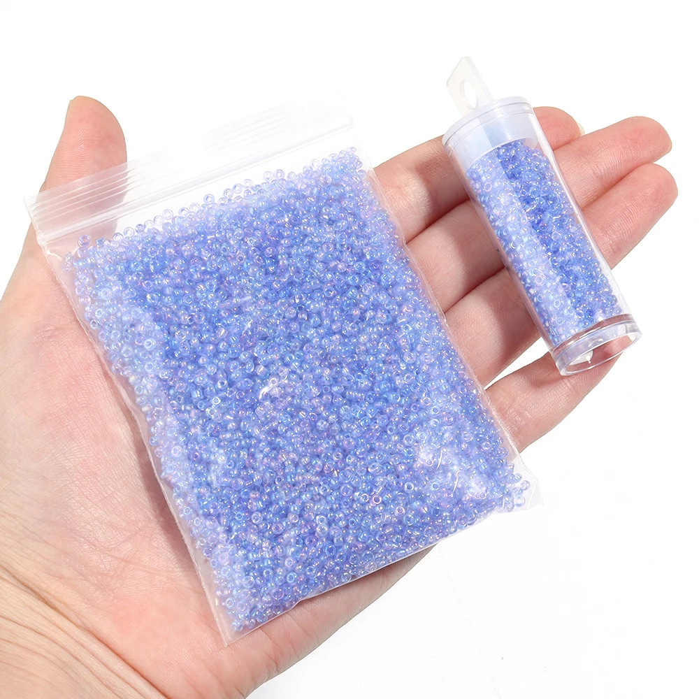 1230-6150pcs 2mm Silver-Color Core Transparent Glass Seed beads Loose beads Uniform Size French Embroidery Tassel Accessories