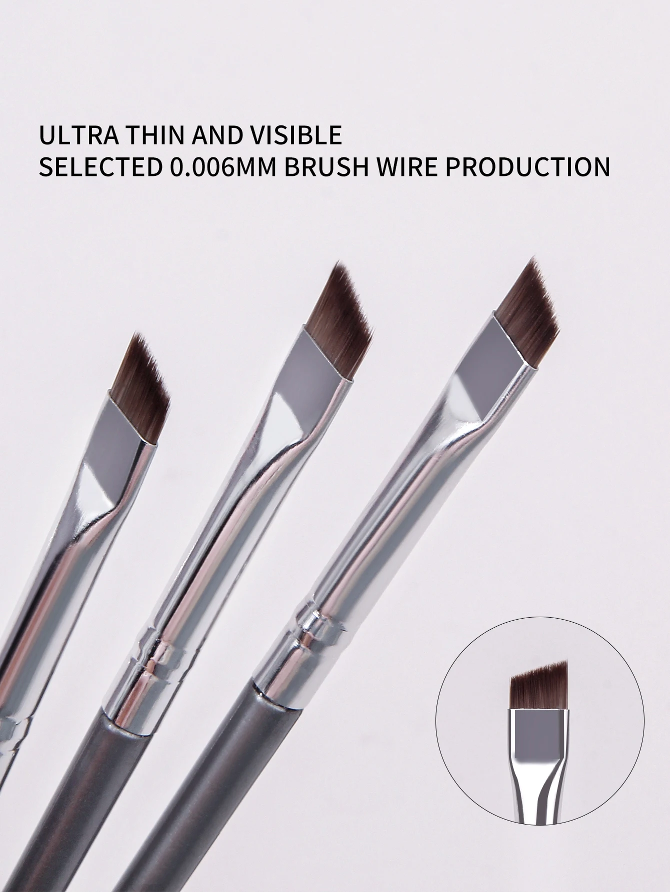 12pcs Silvery Super Thin Blade Eyeliner Brush & Soft Makeup Brush Set, Portable Eyebrow Brush & Multipurpose Cosmetic Tool