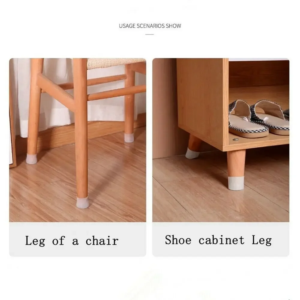 20Pcs Chair Floor Protectors Gray Silicon Chair Leg Cap Protection Cover Table Leg Pads