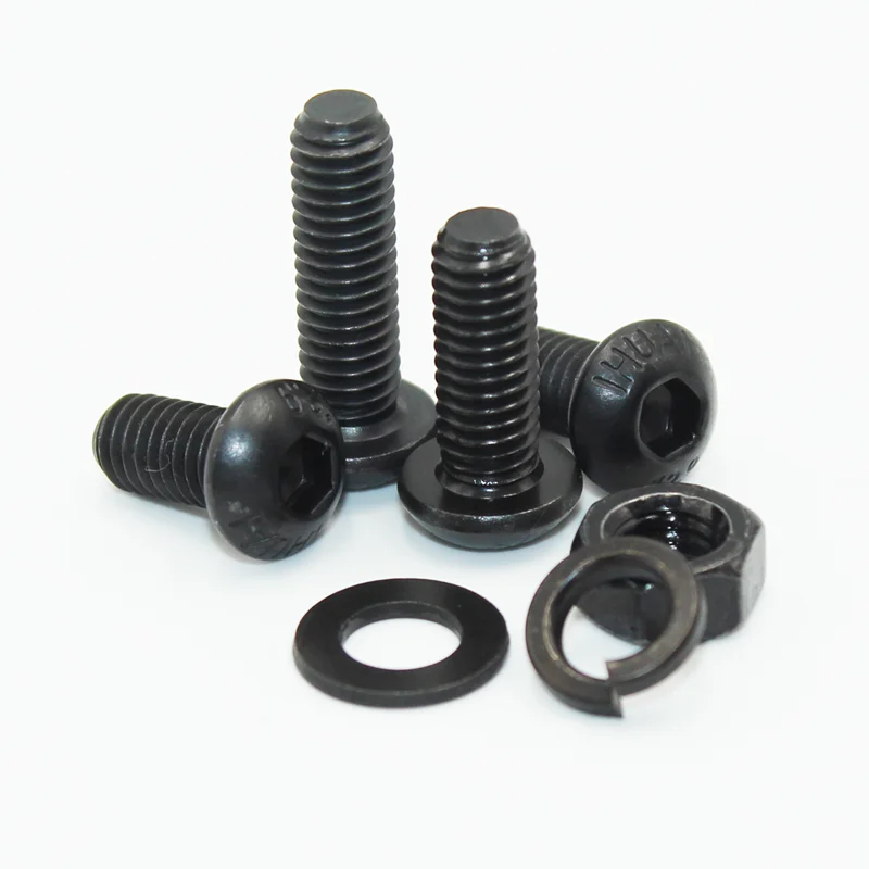 2510p Round Hex Cap Screw Kit M2 M2.5 M3 M4 M5 M6 10.9 Grade Black Socket Button Head Allen Drive Screws Bolt and Nut and Washer