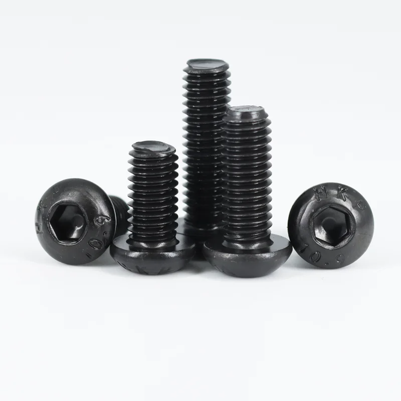 2510p Round Hex Cap Screw Kit M2 M2.5 M3 M4 M5 M6 10.9 Grade Black Socket Button Head Allen Drive Screws Bolt and Nut and Washer
