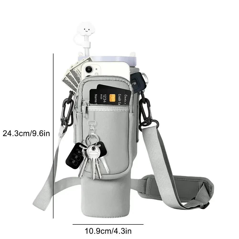 40oz Neoprene Water Bottle Carrier Bag for Stanley Quencher Cup Sleeve with Adjustable Shoulder Strap Water Bottle Holder Pouch