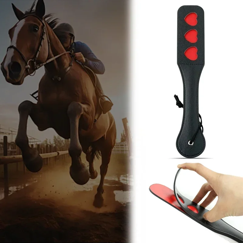 1pc PU Leather Riding Whip Portable Outdoor Game Durable Soft Handle Horse Riding Paddle Horse Racing Training Practice Tool