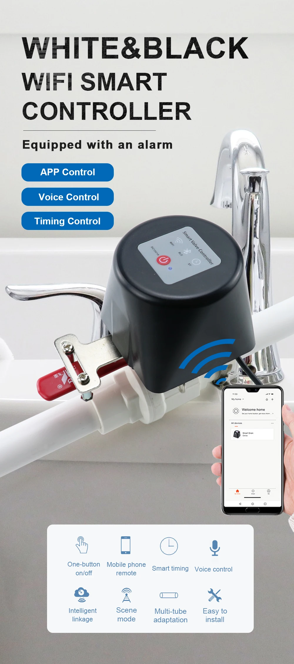Zigbee Smart Gas Valve WIFI Garden Water Shut Off Timer Irrigation Controller with Alexa Google Assistant for TUYA app