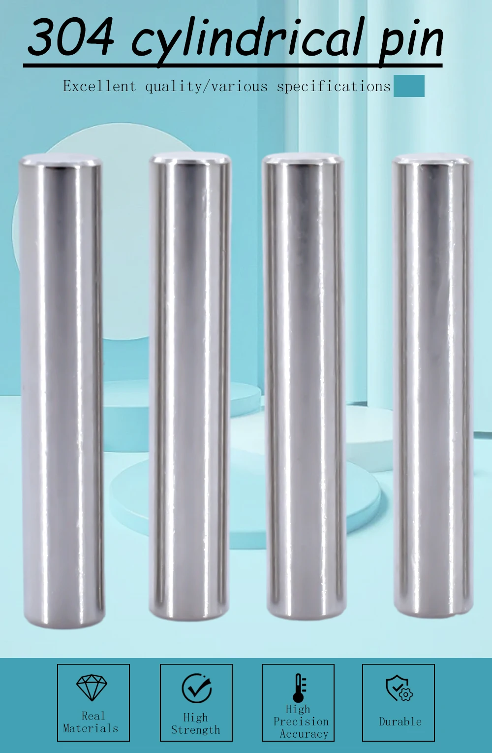 GB119 Cylindrical Locating Dowel Pin M1 M1.5 M2 M2.5 M3 M4 M5 M6 M8 M10 304 Stainless Steel Fixed Shaft Pins Round Solid Rod