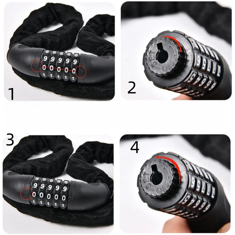 Motorcycle Electric Car Combination Lock Chain Lock Bicycle Anti-Theft Lock Portable Chain Lock Mountain Bike Bicycle Locks