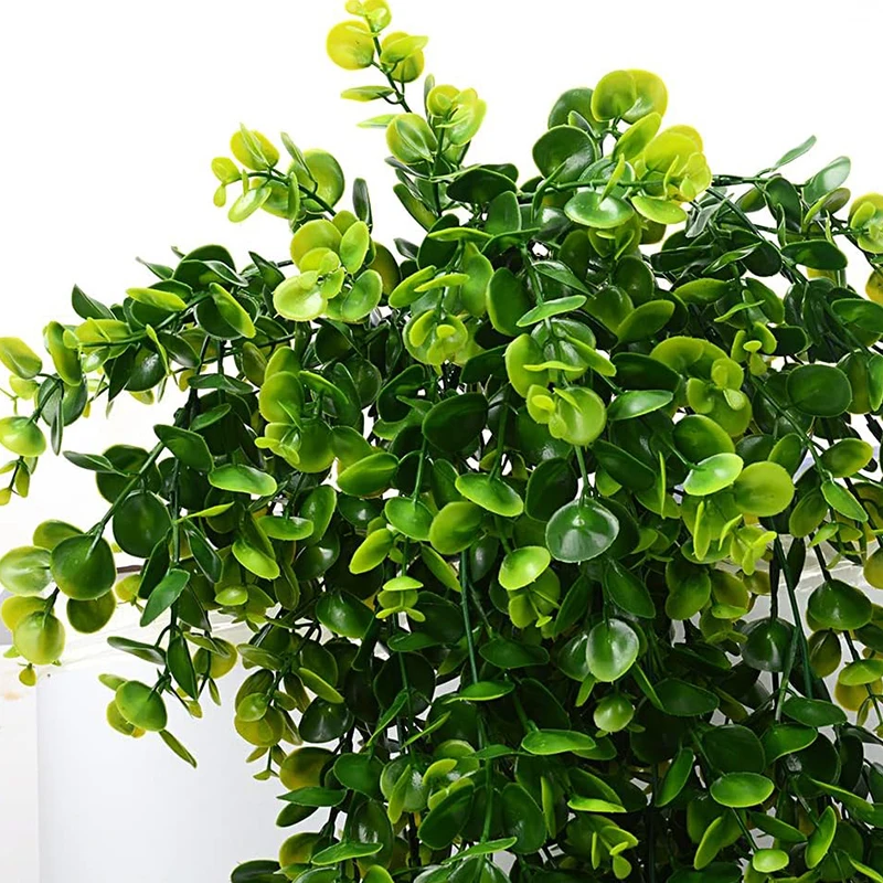 Artificial Hanging Plants Faux Eucalyptus Leaf Greenery Vine Outdoor UV Resistant Plastic Plants for DIY Home Wedding Decoration