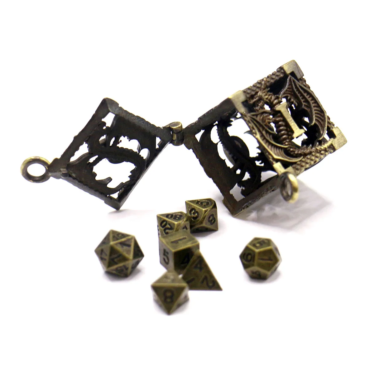 D6 Metal Case +7pcs Metal Dice Set, Portable Board Game Dice Mini Kit, Gamer Accessories