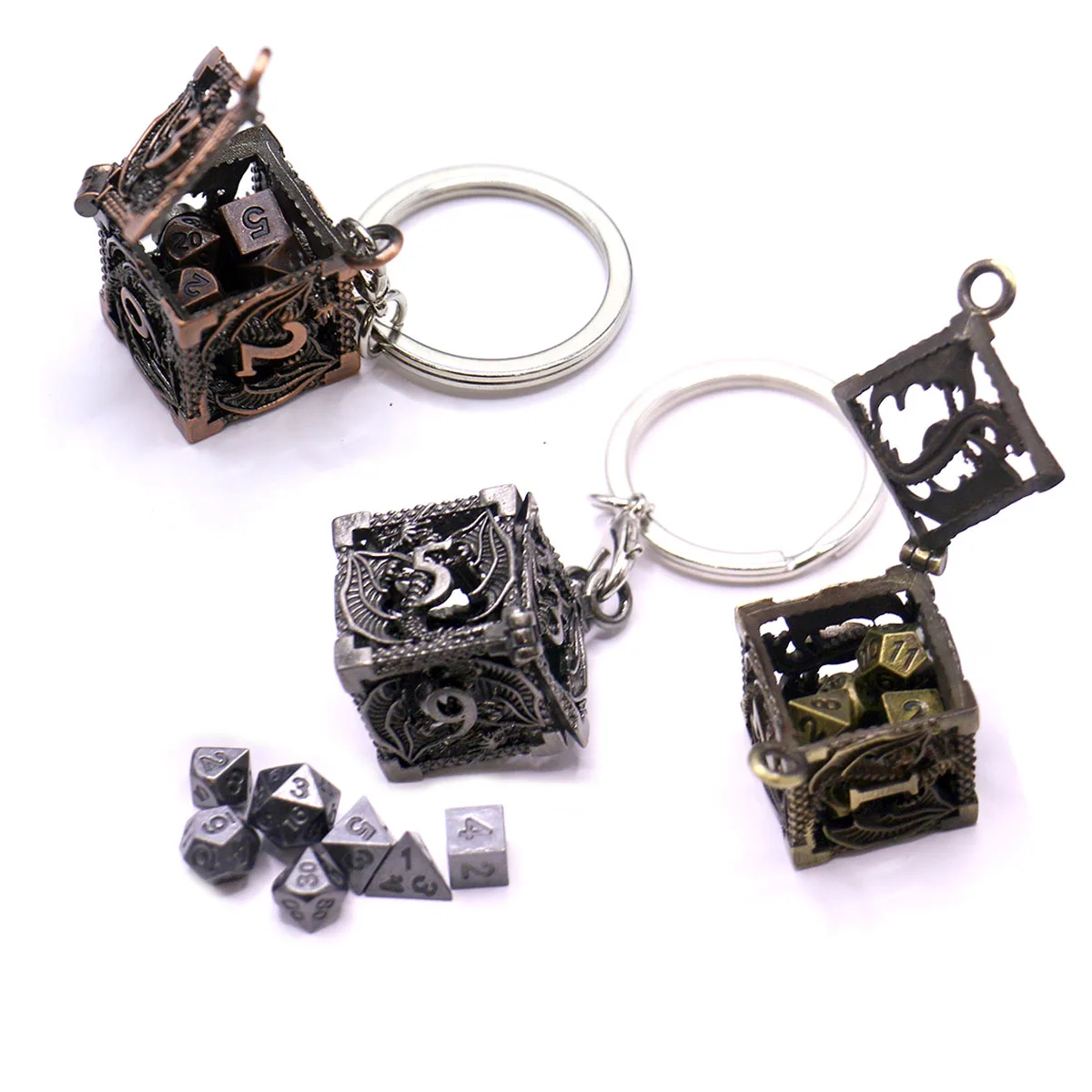 D6 Metal Case +7pcs Metal Dice Set, Portable Board Game Dice Mini Kit, Gamer Accessories