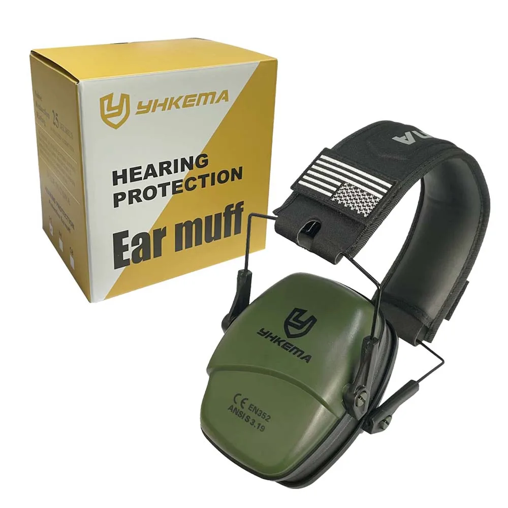 YHKEMA Tactical Headset Ear Protection Shooting Headphones for Hunting Hearing Earmuff Noise Reduction Earmuffs Silicone