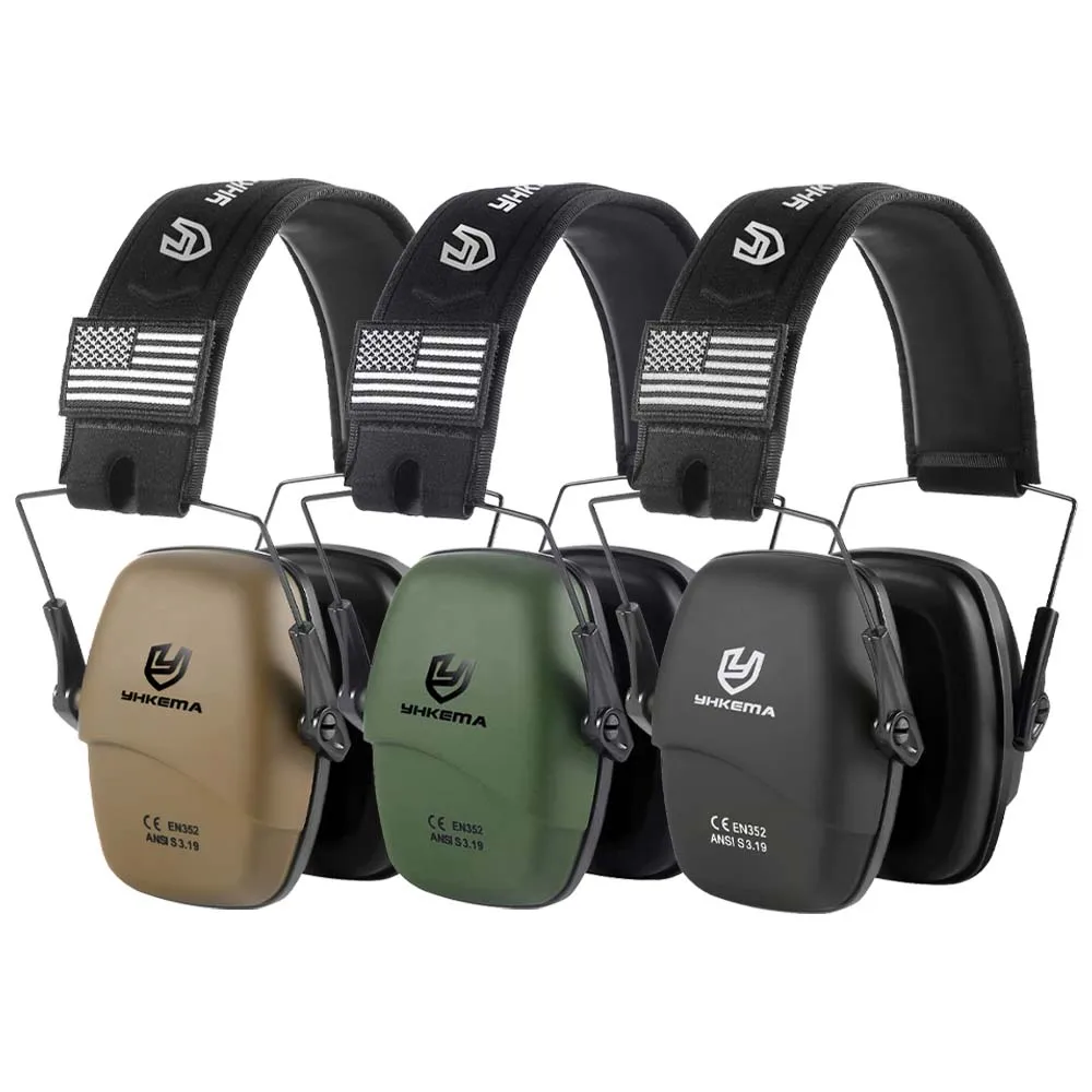 YHKEMA Tactical Headset Ear Protection Shooting Headphones for Hunting Hearing Earmuff Noise Reduction Earmuffs Silicone