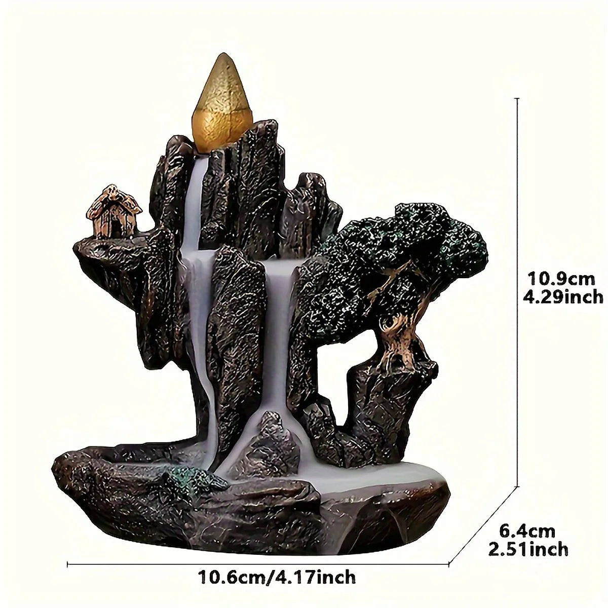 1pc Mountains River Waterfall Reflux Incense Burner Fountain Backflow Aroma Smoke Censer Holder Home Crafts +60 Incense Cones