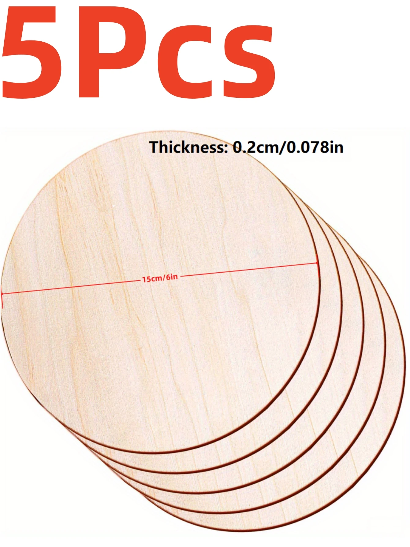 5Pcs 6 in Round Wood Discs for Crafts Wood Circles Unfinished Wood Rounds Plaque for Door Hanger, Door Design, Wood Burning