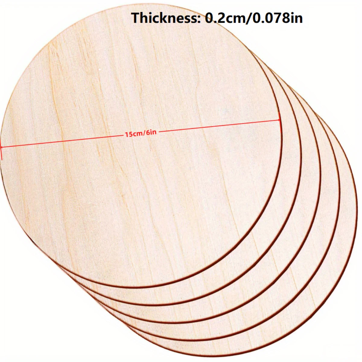 5Pcs 6 in Round Wood Discs for Crafts Wood Circles Unfinished Wood Rounds Plaque for Door Hanger, Door Design, Wood Burning