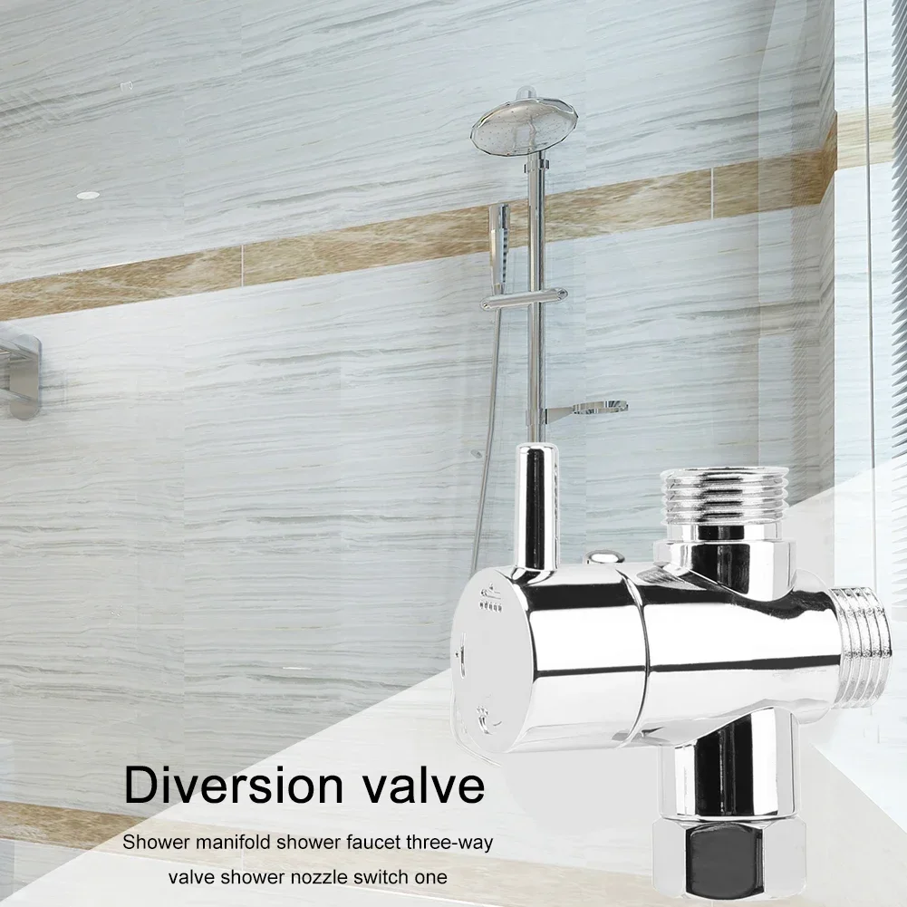 Brass 3-way G1/2 Shower Diverter Valve Water Separator Shower Tee Adapter Adjustable Faucet Switcher Bathroom Replacement Part