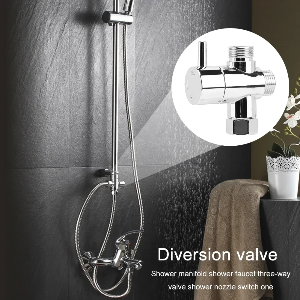 Brass 3-way G1/2 Shower Diverter Valve Water Separator Shower Tee Adapter Adjustable Faucet Switcher Bathroom Replacement Part
