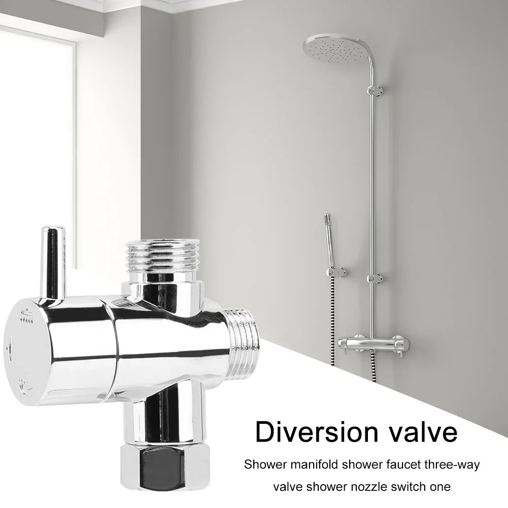 Brass 3-way G1/2 Shower Diverter Valve Water Separator Shower Tee Adapter Adjustable Faucet Switcher Bathroom Replacement Part