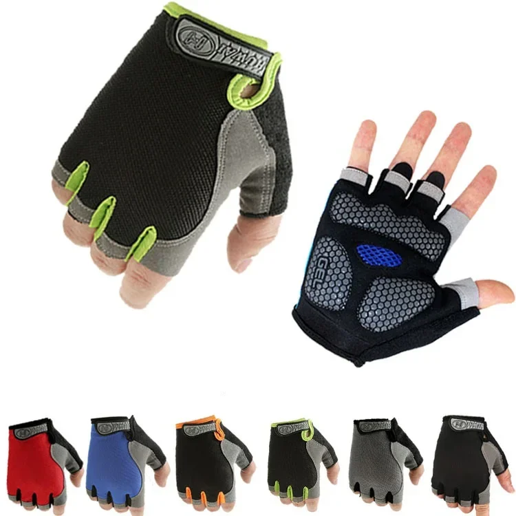 Anti Slip Shock Breathable Half Finger Gloves Breathable Cycling Gloves Fitness Gym Bodybuilding Crossfit Exercise Sports Gloves
