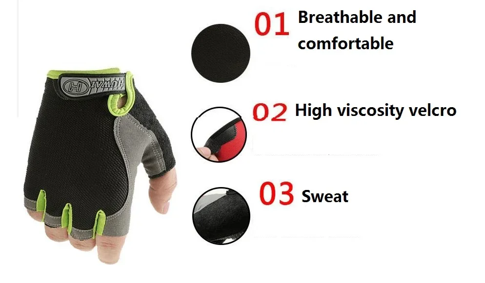 Anti Slip Shock Breathable Half Finger Gloves Breathable Cycling Gloves Fitness Gym Bodybuilding Crossfit Exercise Sports Gloves