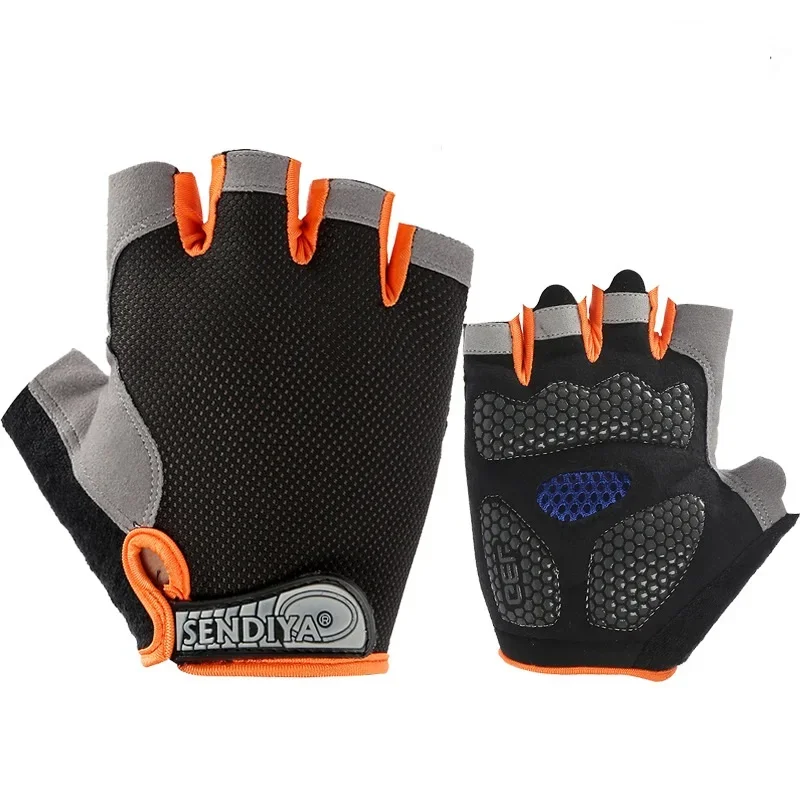 Anti Slip Shock Breathable Half Finger Gloves Breathable Cycling Gloves Fitness Gym Bodybuilding Crossfit Exercise Sports Gloves