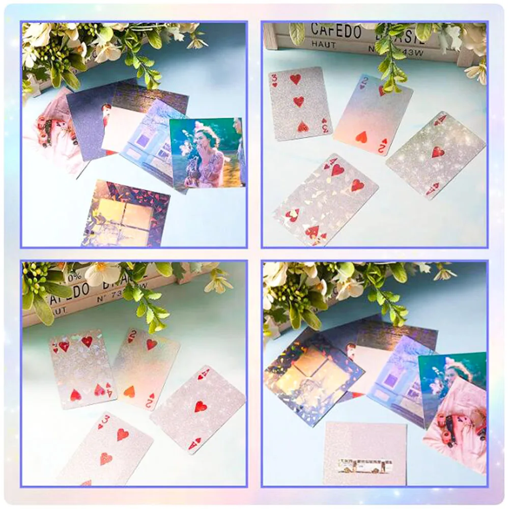 Holographic Glitter Laser Self Adhesive Waterproof Vinyl Stickers A4 Size Overlay Photos Windows Laptops Decorations 10pcs Sets