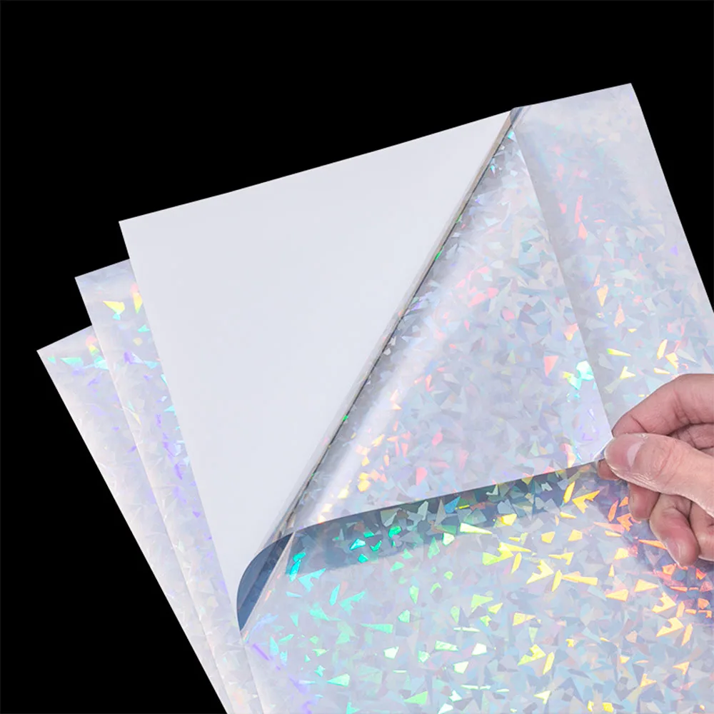 Holographic Glitter Laser Self Adhesive Waterproof Vinyl Stickers A4 Size Overlay Photos Windows Laptops Decorations 10pcs Sets