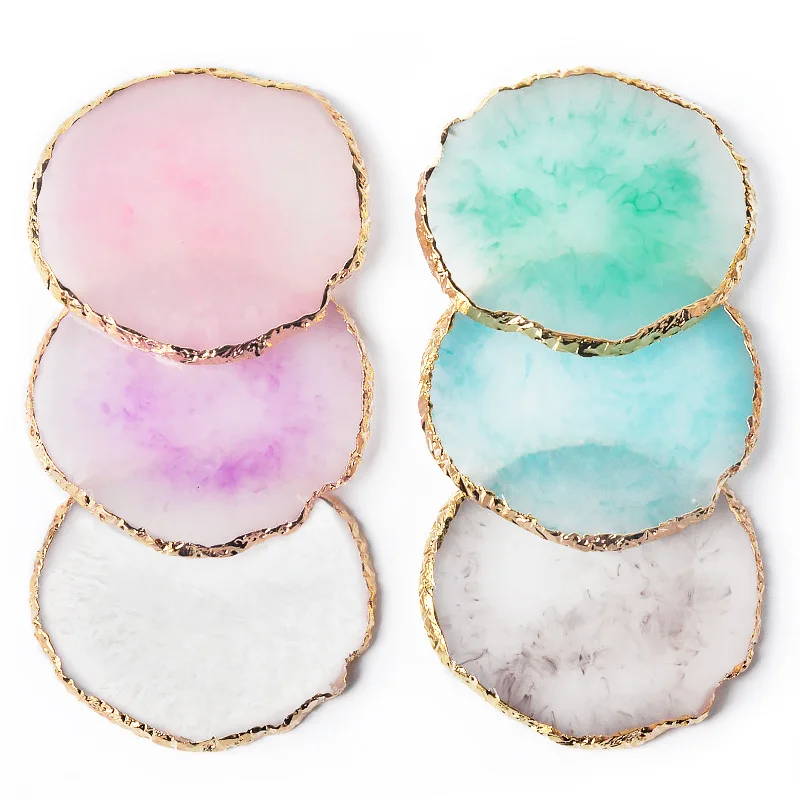 6 Round Resin Onyx Stone Nail Palette Nail Art Display Stand Gel Polish Tray Mixed Painting Pigment Tray Nail Art Display Stand