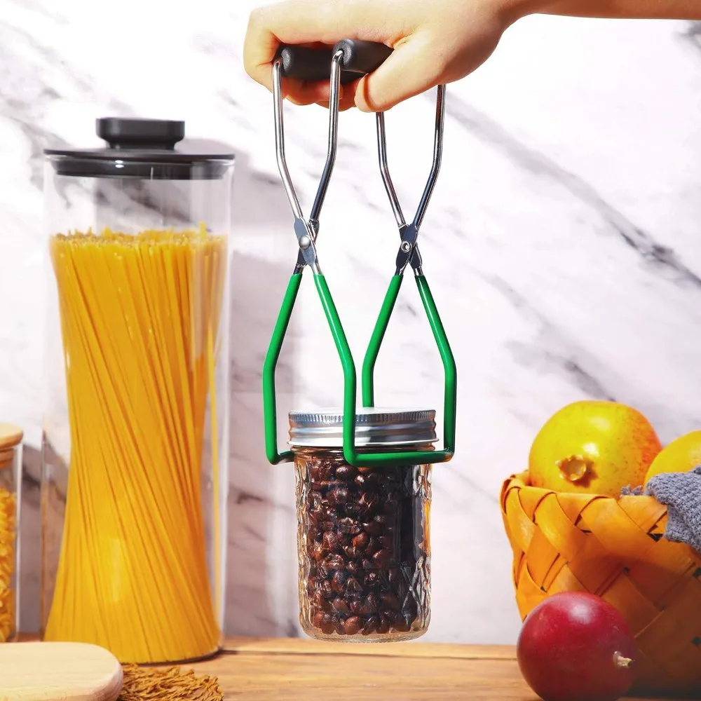 Stainless Steel Canning Jar Lifter KitchenTool with Grip Handle Anti-Clip Can Tong Clip Heat Resistance Jar Glass Lifter