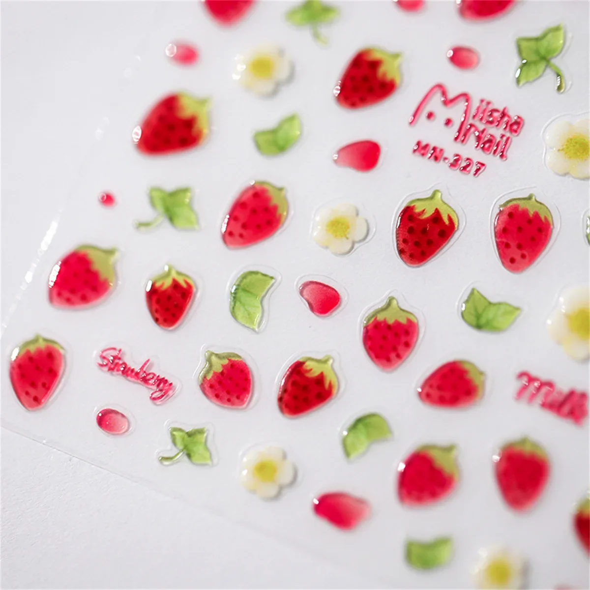 1pcs 5D Kawaii Jelly Strawberry Nail Art Stickers Fashion Cartoon Fruit Nail Transfer Slider Decals DIY Decorations Accessories