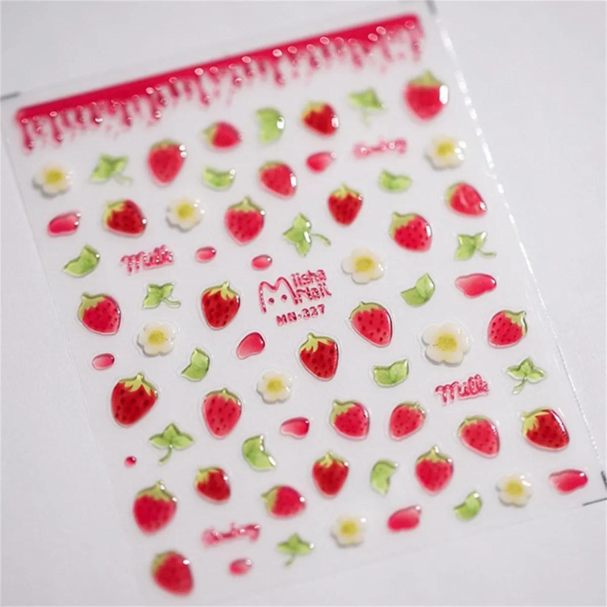1pcs 5D Kawaii Jelly Strawberry Nail Art Stickers Fashion Cartoon Fruit Nail Transfer Slider Decals DIY Decorations Accessories