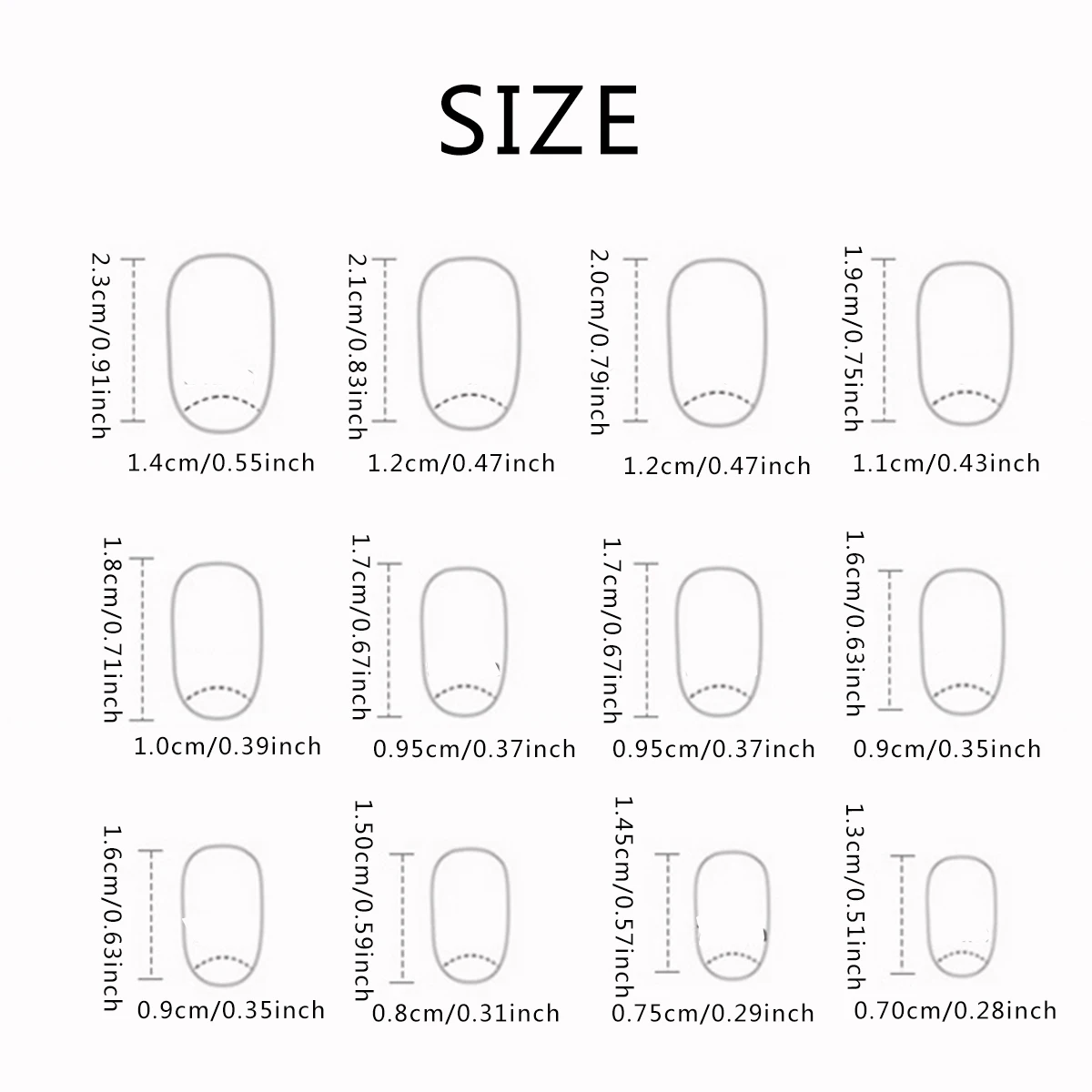 24 short oval press on nails gradient fake nails, paired with 1 piece of jelly and 1 nail file