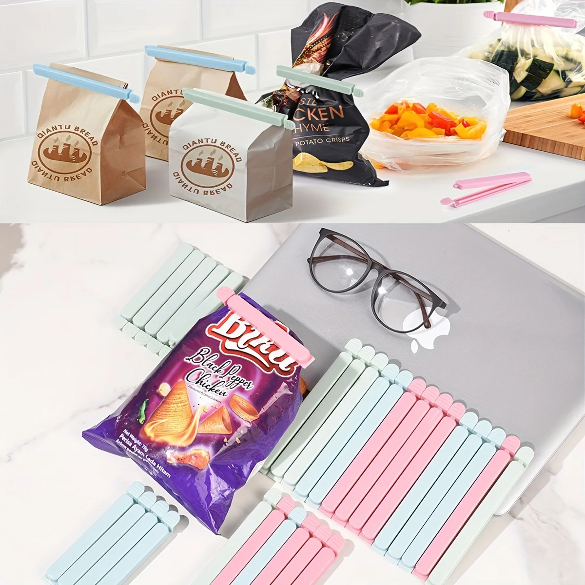5/10/20Pcs Portable Kitchen Storage Food Snack Seal Sealing Bag Clips Sealer Clamp Plastic Tool Kitchen Accessories