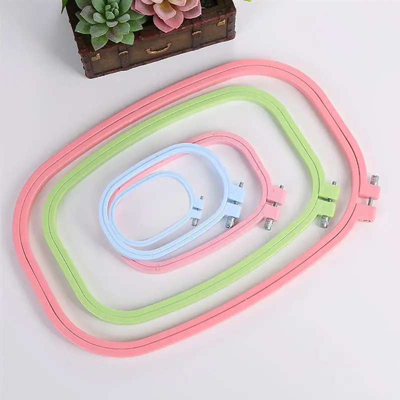 Plastic DIY Embroidery Hoops Square Shape Cross Stitch Hoops Frame Ring Household Craft Embroidery Set Sewing Accessories 5 Size