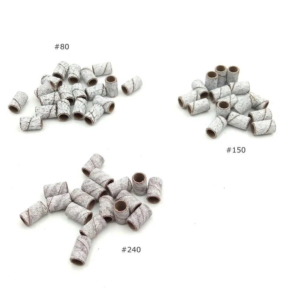 HYTOOS 100Pcs/Pac White Nail Art Sanding Bands Pedicure Tools Electric Drill Accessories Foot Care Polishing Tools 80# 150# 240#