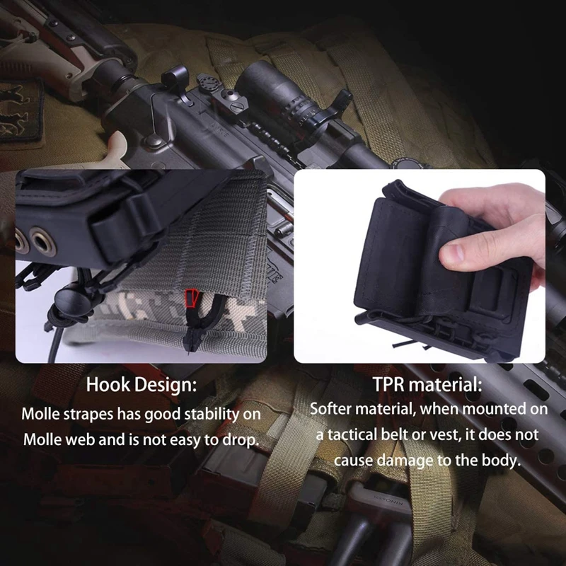 Tactical Magazine Pouch Molle for Ar15 M4 5.56 7.62 9mm Scorpion Fast Mag Quick Release Mag TPR Holster Adjustable Case Box