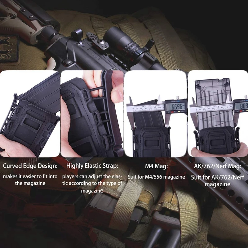 Tactical Magazine Pouch Molle for Ar15 M4 5.56 7.62 9mm Scorpion Fast Mag Quick Release Mag TPR Holster Adjustable Case Box