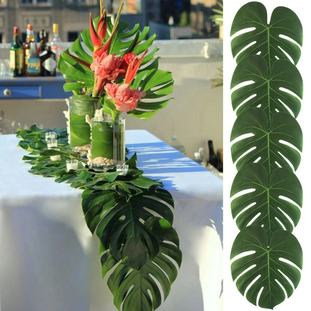 Artificial Tropical Palm Leaves Jungle Party Decoration Safari Animal S Summer Hawaiian Wedding Birthday Party Home Table Decor