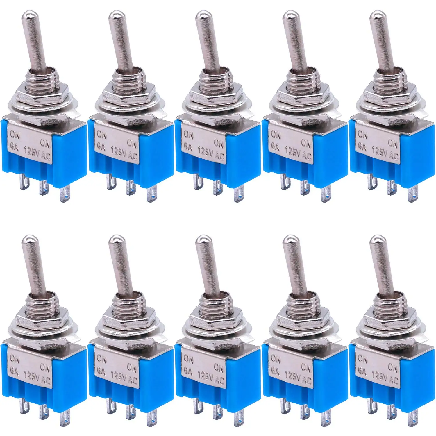 10pcs DPDT Mini Toggle Switch 2pin 2 Position ON/Off Miniature Toggle Switch 6A 125V Toggle Switch