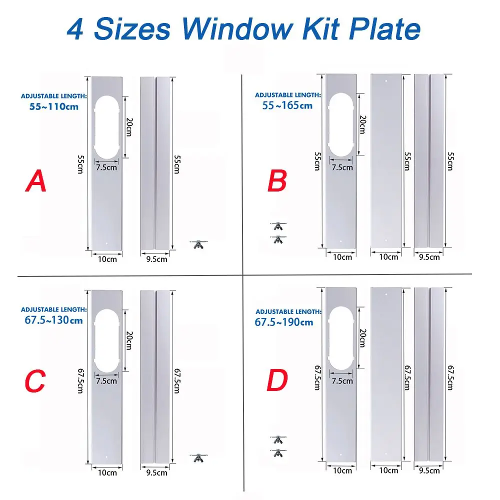 2/3PCS Portable Air Conditioner Window Kit Slide Plate Adjustable Adaptor Wind Shield Exhaust Hose Tube Connector Accessories