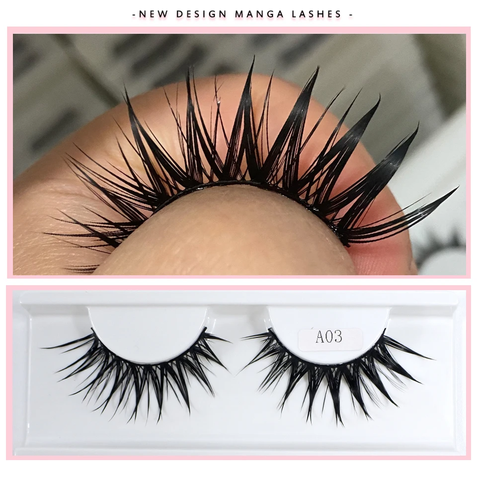 New Design Fashion False Eyelashes Cosplay Dramatic Spike Wet Lashes Makeup Manga Fake Eyelashes