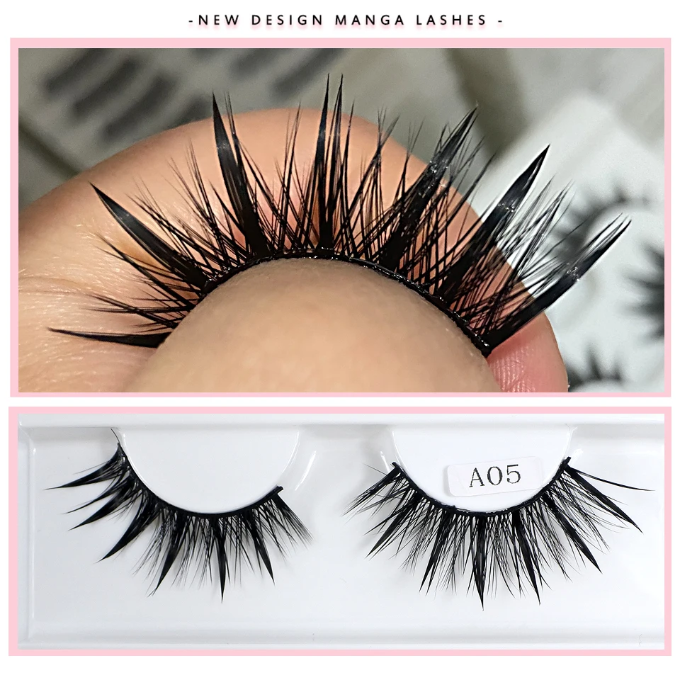 New Design Fashion False Eyelashes Cosplay Dramatic Spike Wet Lashes Makeup Manga Fake Eyelashes