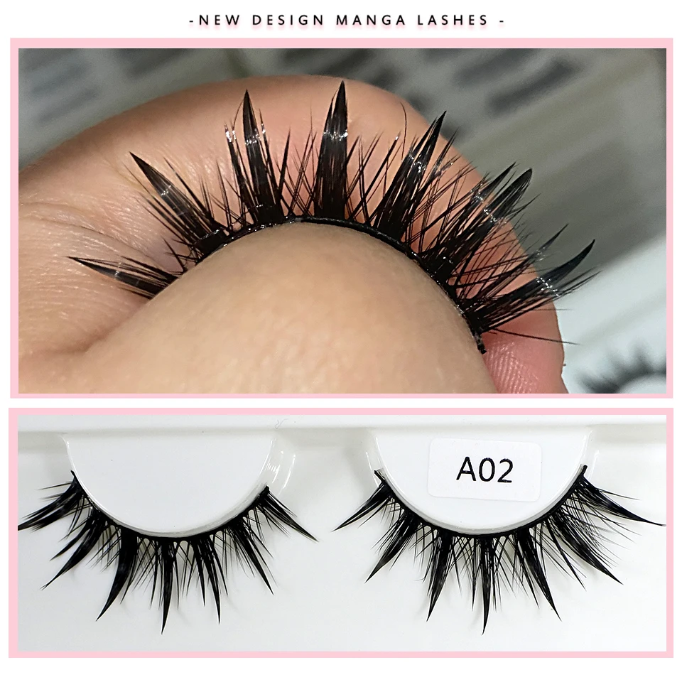 New Design Fashion False Eyelashes Cosplay Dramatic Spike Wet Lashes Makeup Manga Fake Eyelashes