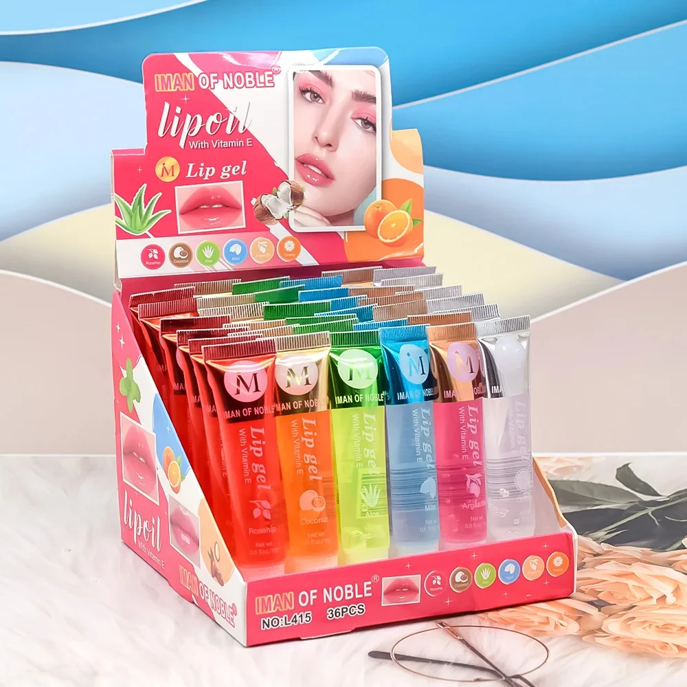 6Pcs Fruit Flavor Glossy Lip Oil Set Clear Hydrating Moisturizing Lip Gloss Women Lips Makeup Wholesale