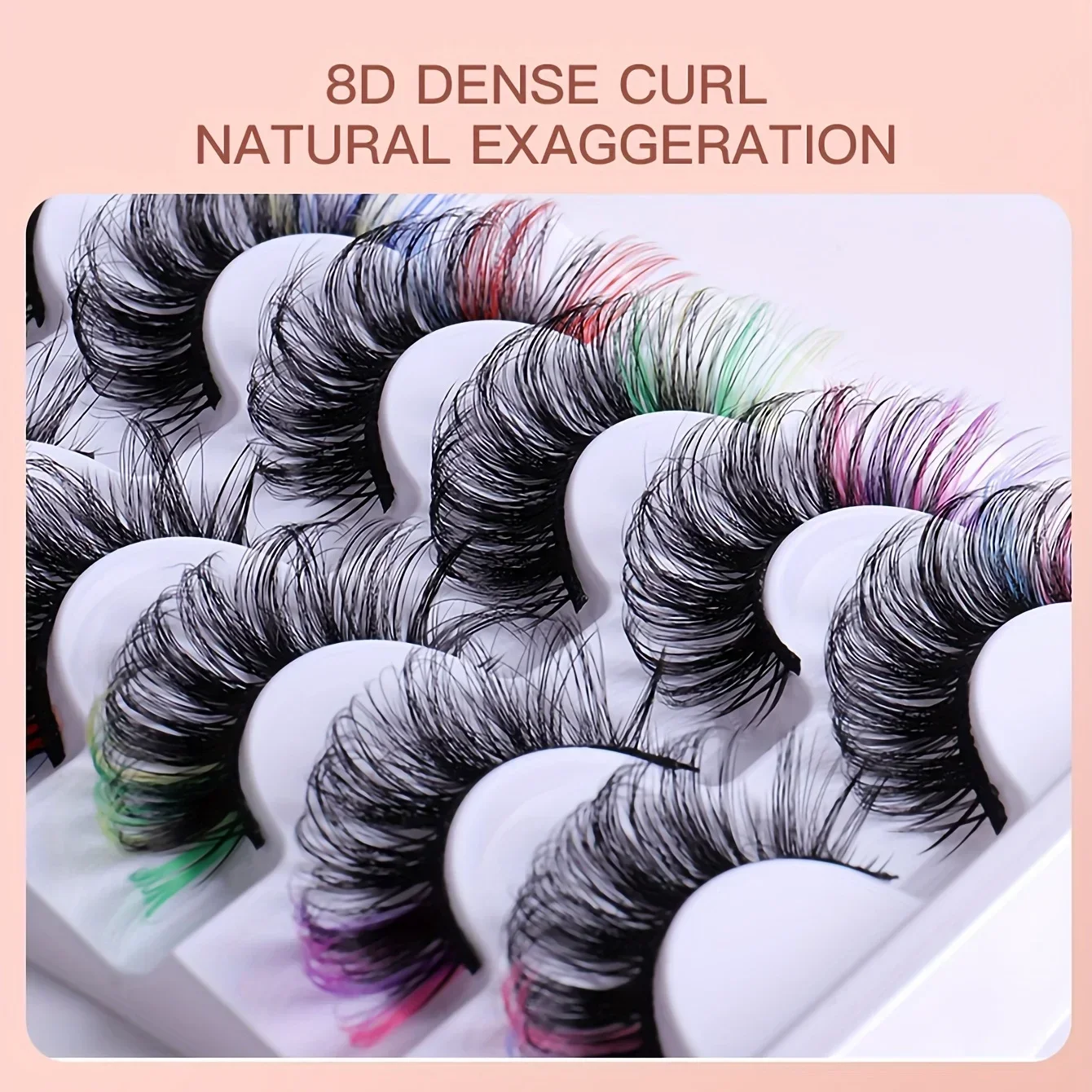 7pairs Colorful False Eyelashes 3D Faux Mink Fluffy Eyelashes Russian Natural Thick Fluffy Lashes