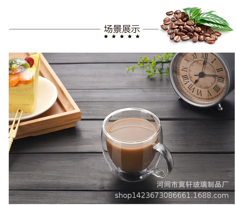 150/250/350/450ml Heat Resistant Double Wall Coffee Cup Transparent Glass Whiskey Tea Milk Cups Cold Beverage Wine Mug Drinkware