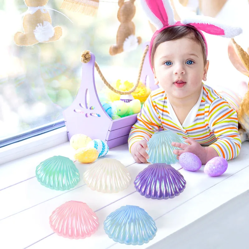 5/10pcs Colorful Shell Candy Boxes Mermaid Birthday Party Biscuit Gift Packaging Jewelry Storage Box Baby Shower Wedding Decor