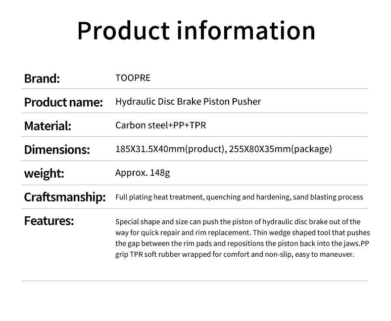 TOOPRE Bicycle Disc Brake Piston Pusher Bicycle Repair Bike Shop Tools Hydraulic Disc Brake Caliper Adjustment Tool