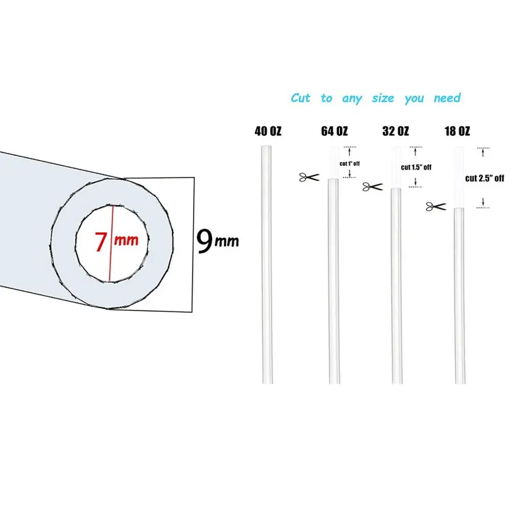 9mm Straight Cup Drinking Straws Vacuum Tumbler Themos Cup Bottle Replacement Straw with Brush Suitable for Stanley 18-40oz