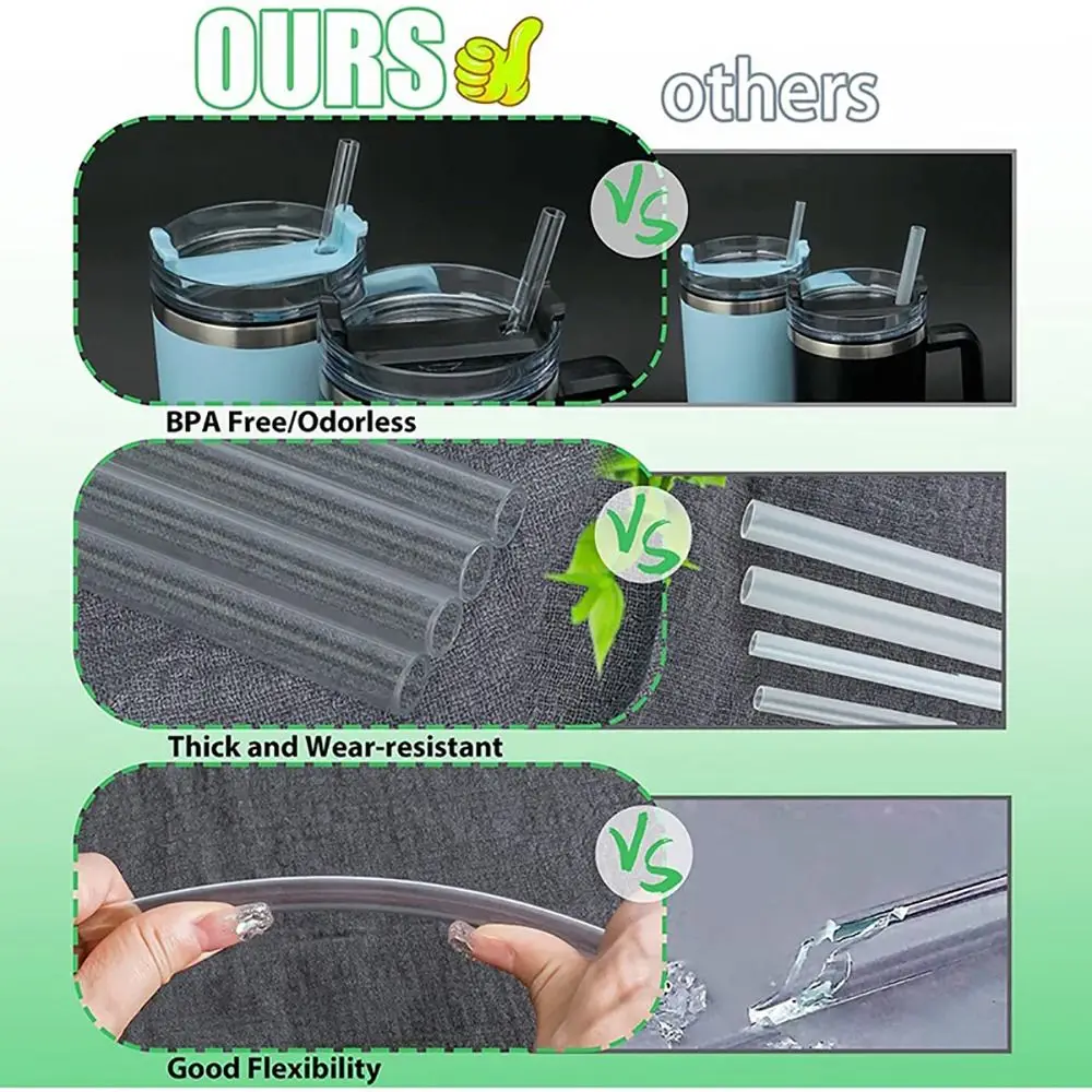 9mm Straight Cup Drinking Straws Vacuum Tumbler Themos Cup Bottle Replacement Straw with Brush Suitable for Stanley 18-40oz